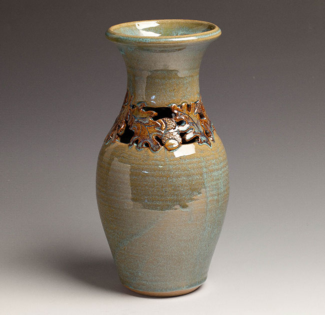 Oak Leaf Carved Vase